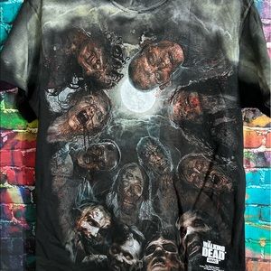 2015 The Walking Dead Zombie All Over Print Horror Big Graphic Tee Medium
